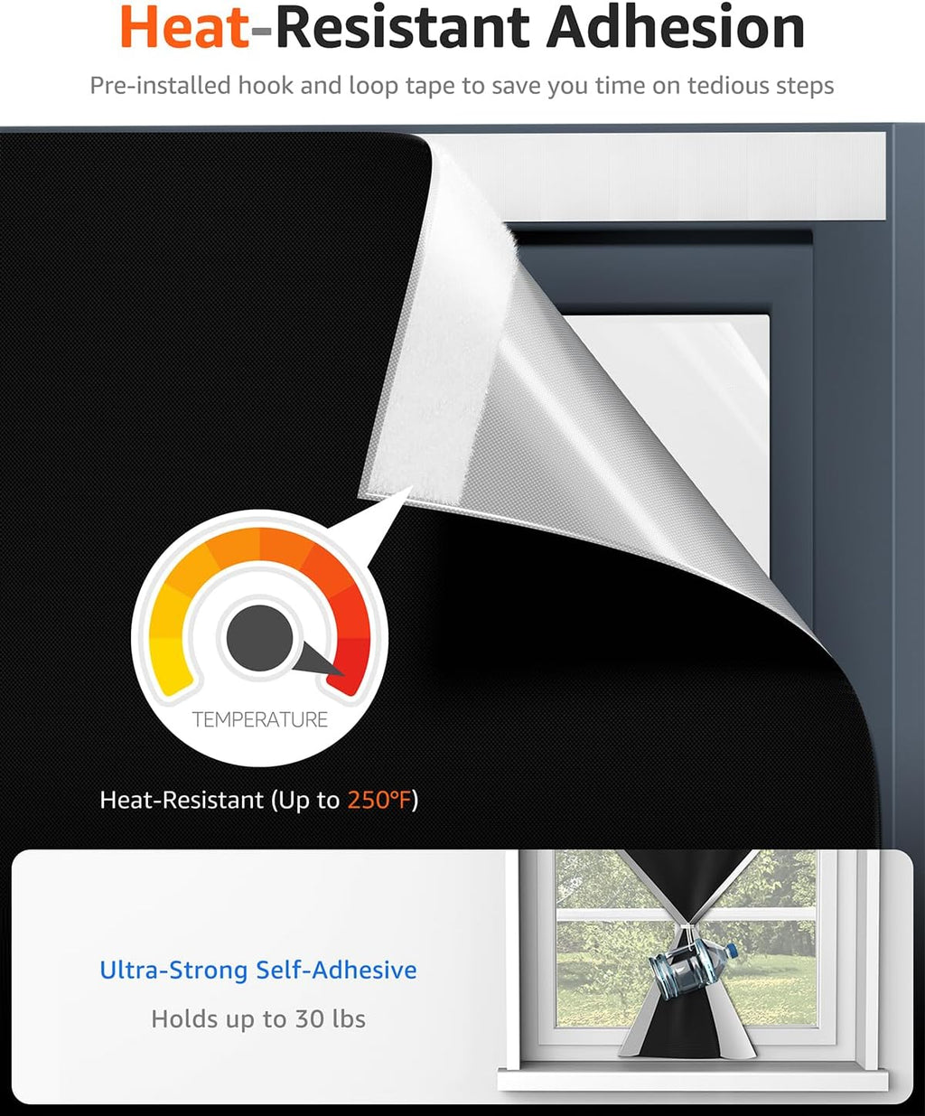Sumobaby Blackout Curtains Portable 24"x64", No Drill Door Curtains for Door window with Upgraded Hook&Loop Tapes, Thermal Insulated…