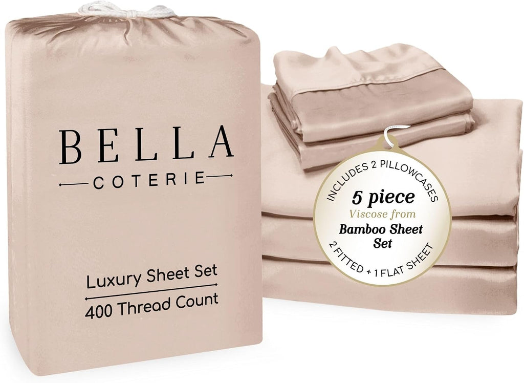 Bella Coterie Luxury Bamboo Viscose Split King Size Sheet Set | 2 Fitted Sheets for Sleep Number & Adjustable Beds | 100% Organically…