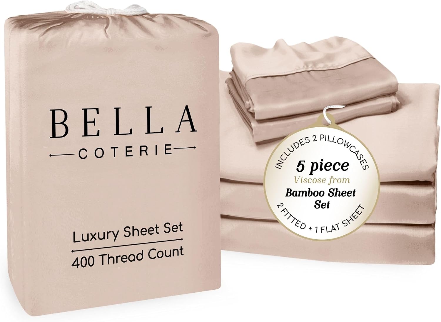 Bella Coterie Luxury Bamboo Viscose Split King Size Sheet Set | 2 Fitted Sheets for Sleep Number & Adjustable Beds | 100% Organically…