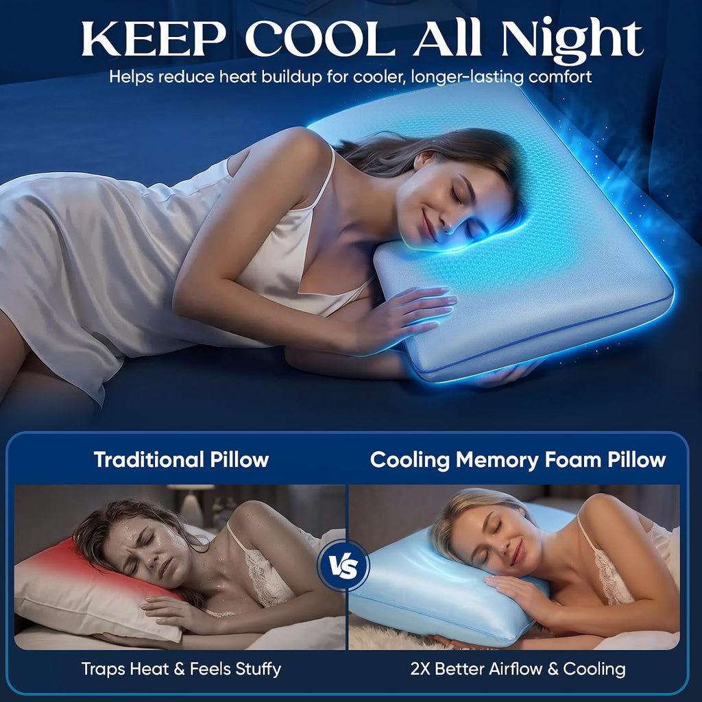 Royal Choice Cooling Gel Pillow for Hot Sleepers, Cold Memory Foam Pillows for Sleeping, Supportive Bed Pillow for Side Back&Stomach…