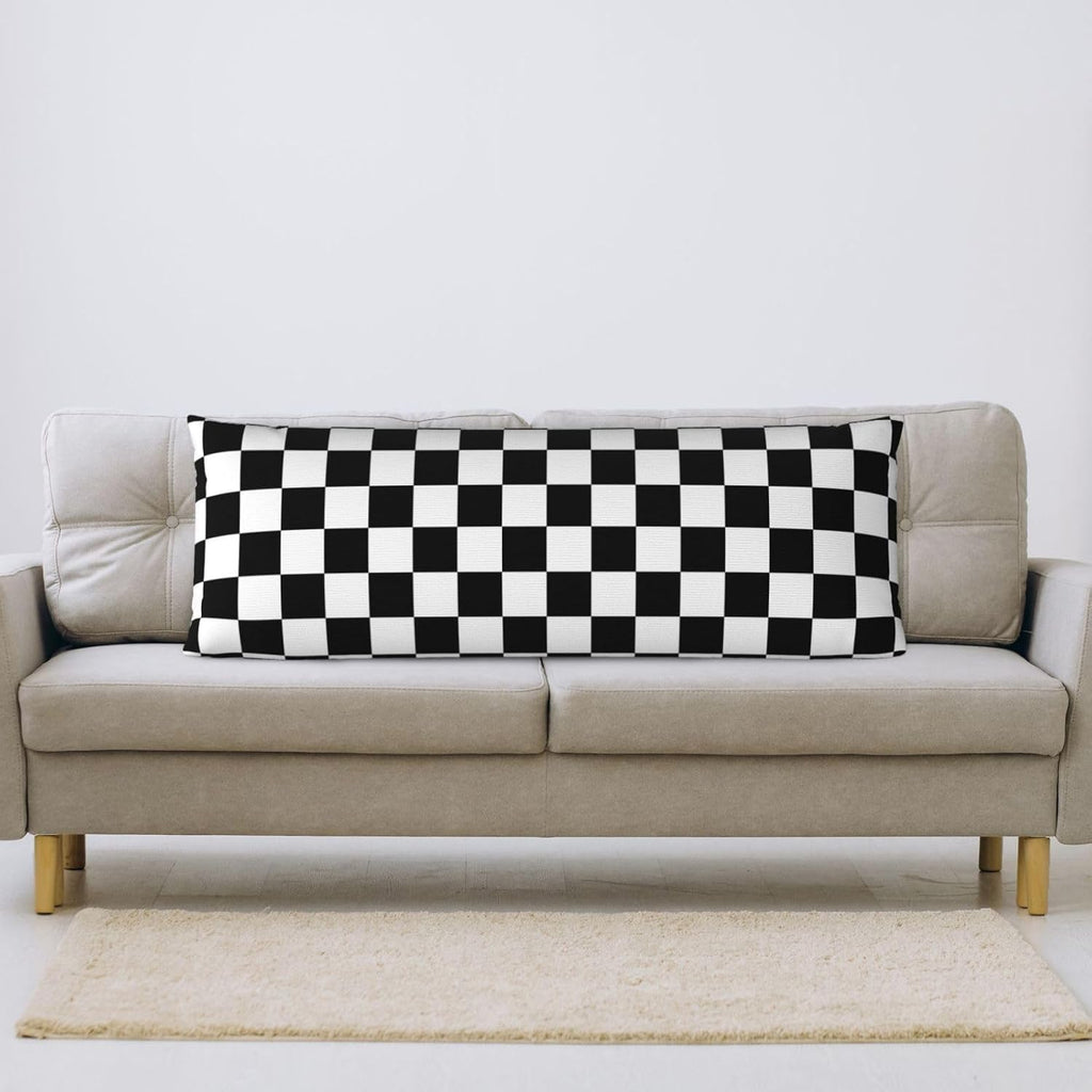 Sovvin Black and White Checkered Body Pillow Cover Checkerboard Print Long Pillow Case with Zipper Decorative Soft Cushion Bedding P…