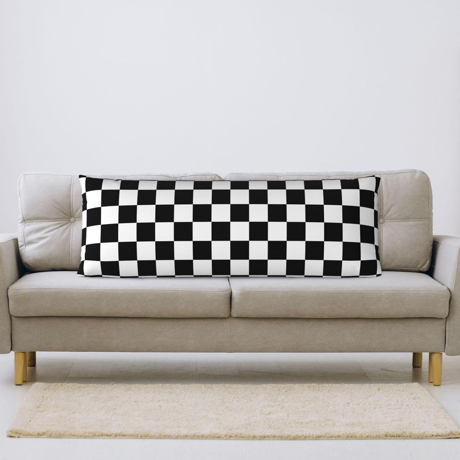Sovvin Black and White Checkered Body Pillow Cover Checkerboard Print Long Pillow Case with Zipper Decorative Soft Cushion Bedding P…