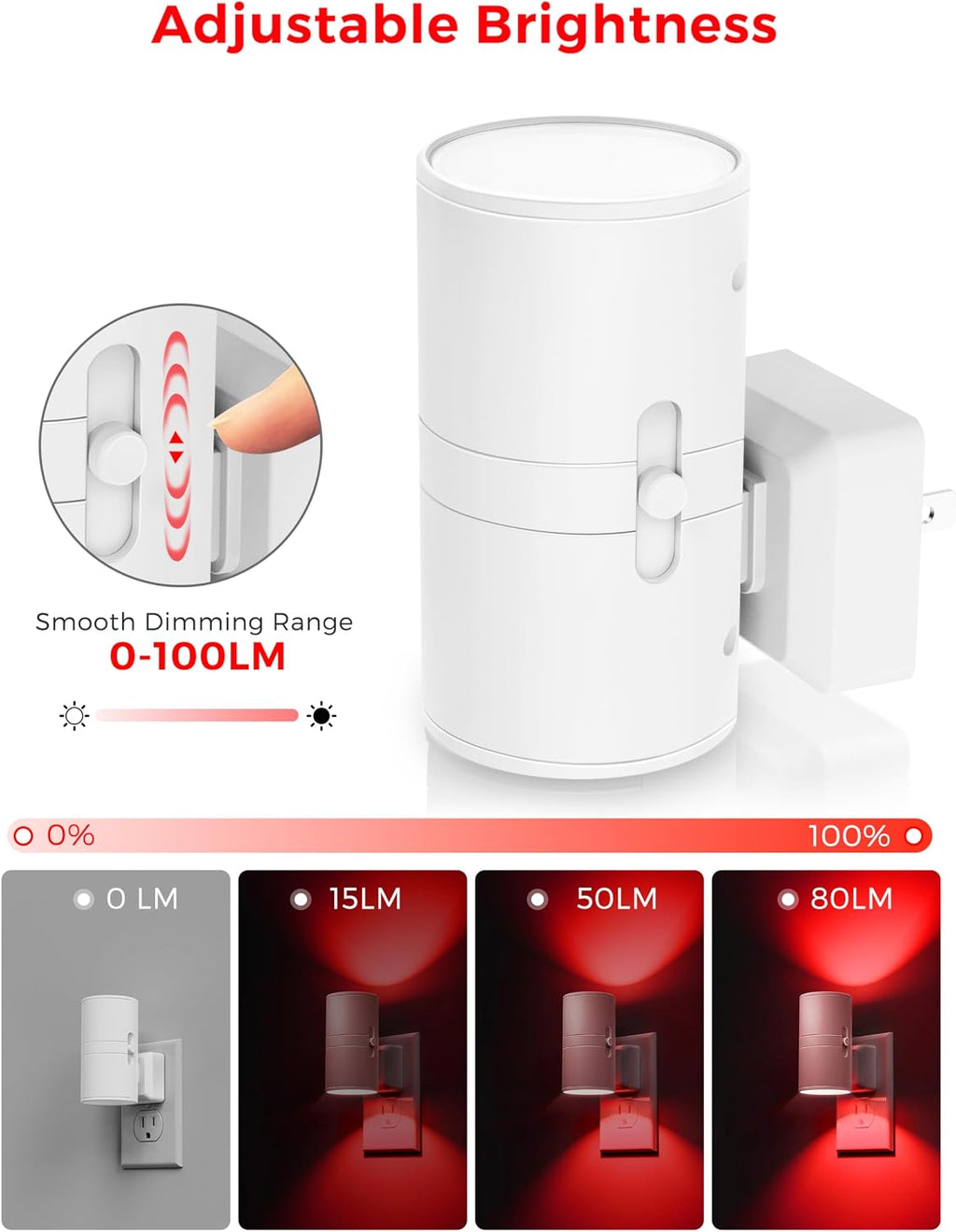 L LOHAS LED Night Light, Red Night Lights Plug into Wall, LED Nightlights, Light Sensor, Steep Aid Red, Dimmable Nightlight for…