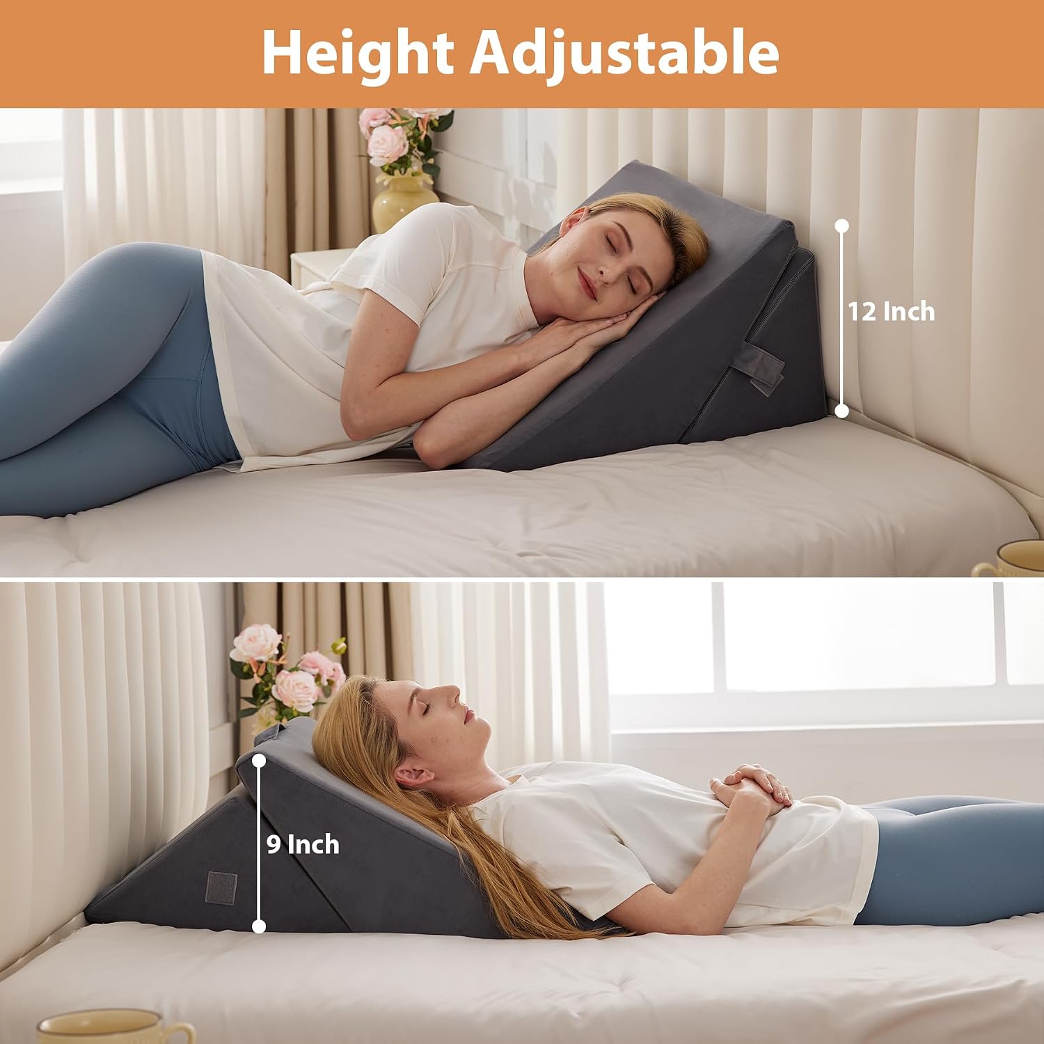 EnjoyaBetterLifeFromHere BIEEZZK Wedge Pillow, Adjustable Back Pillow for Sleeping, 9&12“ Bed Wedge Pillow Set for After Surgery, Triangle…