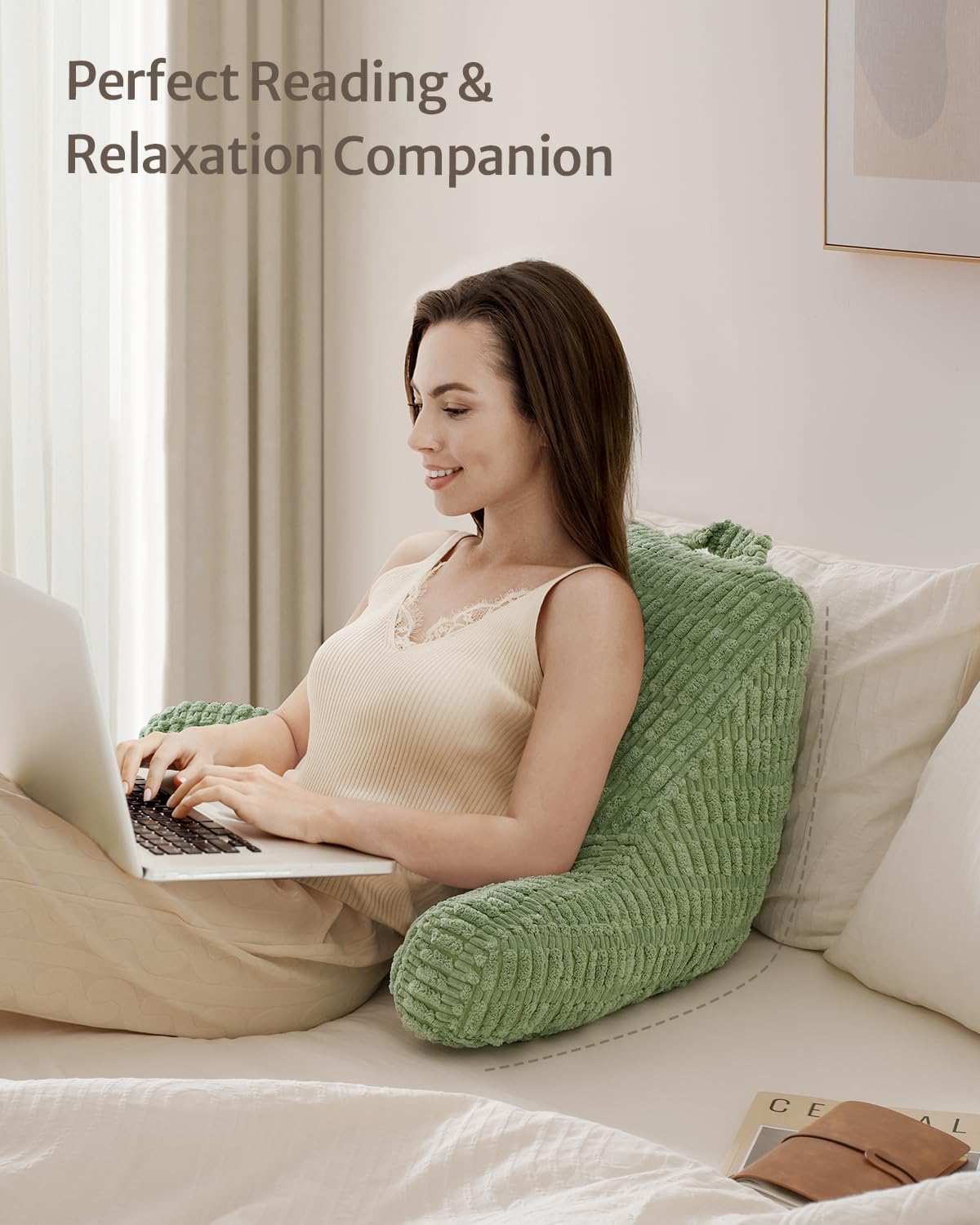 Blissful Diary Reading Pillow, Backrest Pillow with Shredded Memory Foam for Adult & Children, Designed for Bed and Couch Sitting Up…
