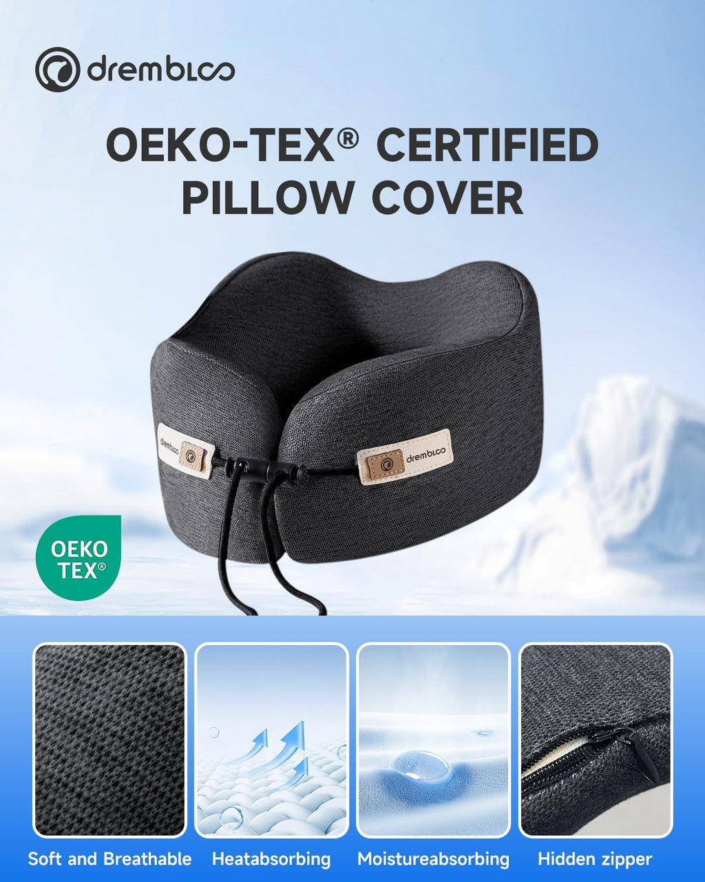 drembloo Travel Neck Pillow for Airplane, Memory Foam 360° Ergonomic Support for Sleeping on Long Flights, Compact Portable Sleep Essential…