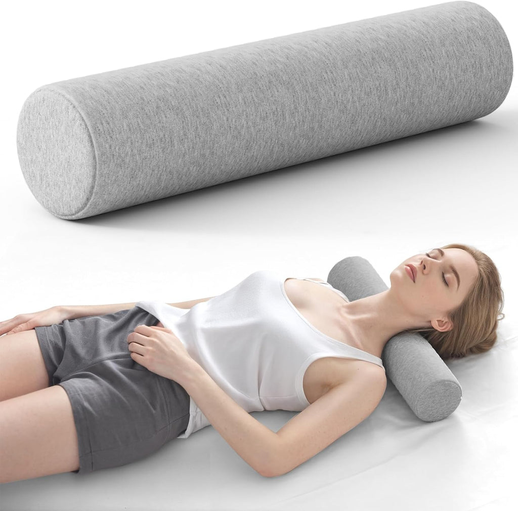 Forcanby Neck Roll Pillow, Memory Foam Neck Support Pillows, Round Neck Pillows, Cylinder Bolster Pillows for Bed, Couch, and Yoga, Removab…