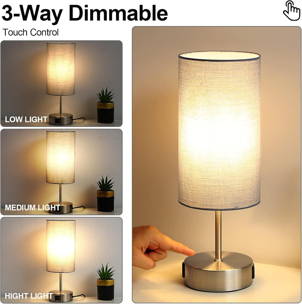 Yarra-Decor 【Upgraded Bedside Lamp with USB A+C Charging Ports & AC Outlet Touch Control Table Lamp for Bedroom 3 Way Dimmable Nightstand…