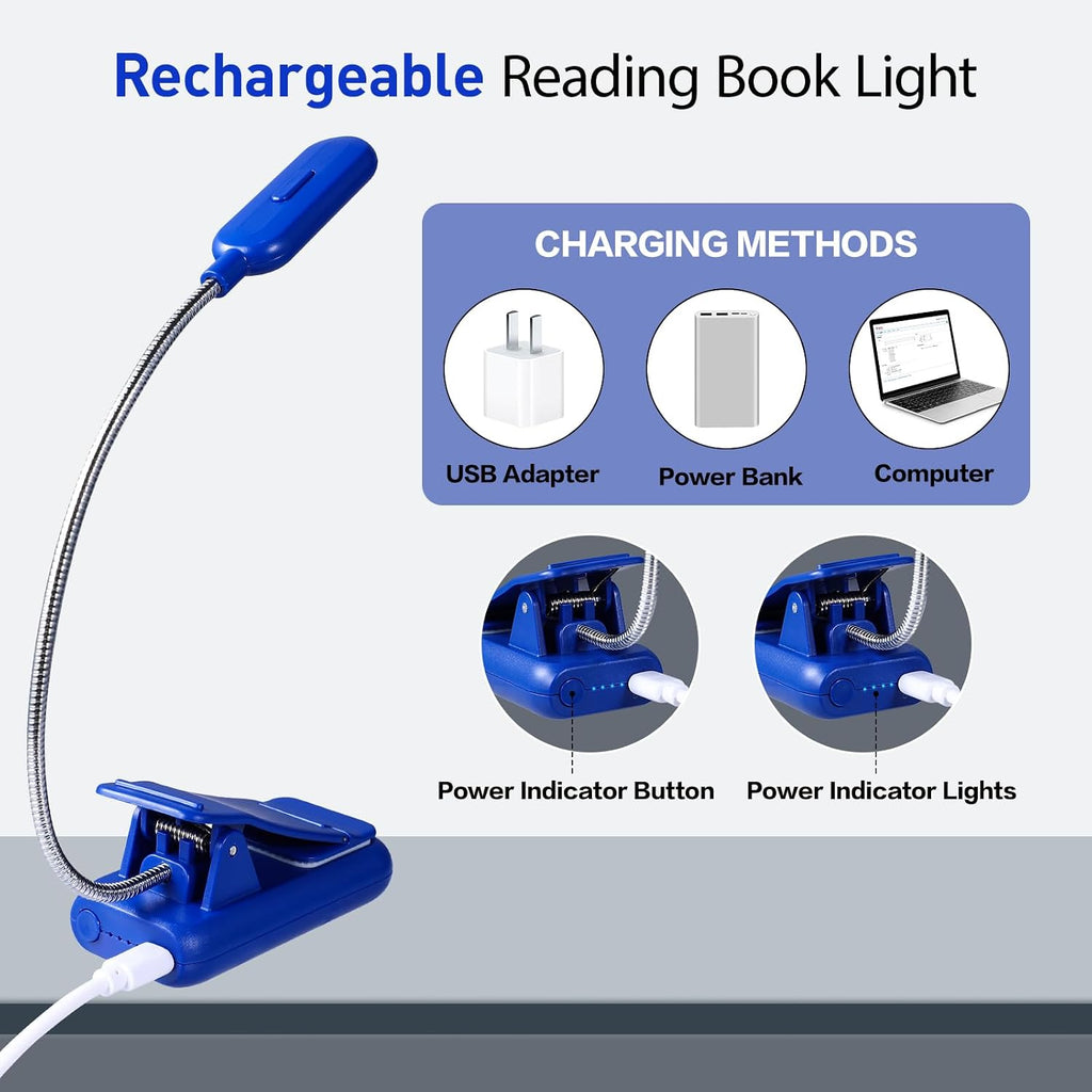 Vavofo Rechargeable Book Light for Reading in Bed Kids, 7 LED Reading Light with 9-Level Warm Cool White Daylight, Eye comfort Lamp with…