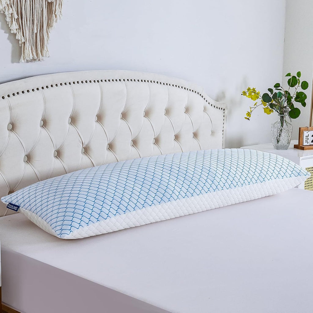 Gehannah Body Pillow for Adults - Shredded Memory Foam & Zippered Cooling Cover - Long Pillow for Sleeping - Bed Pillows for Side Sleeper W…