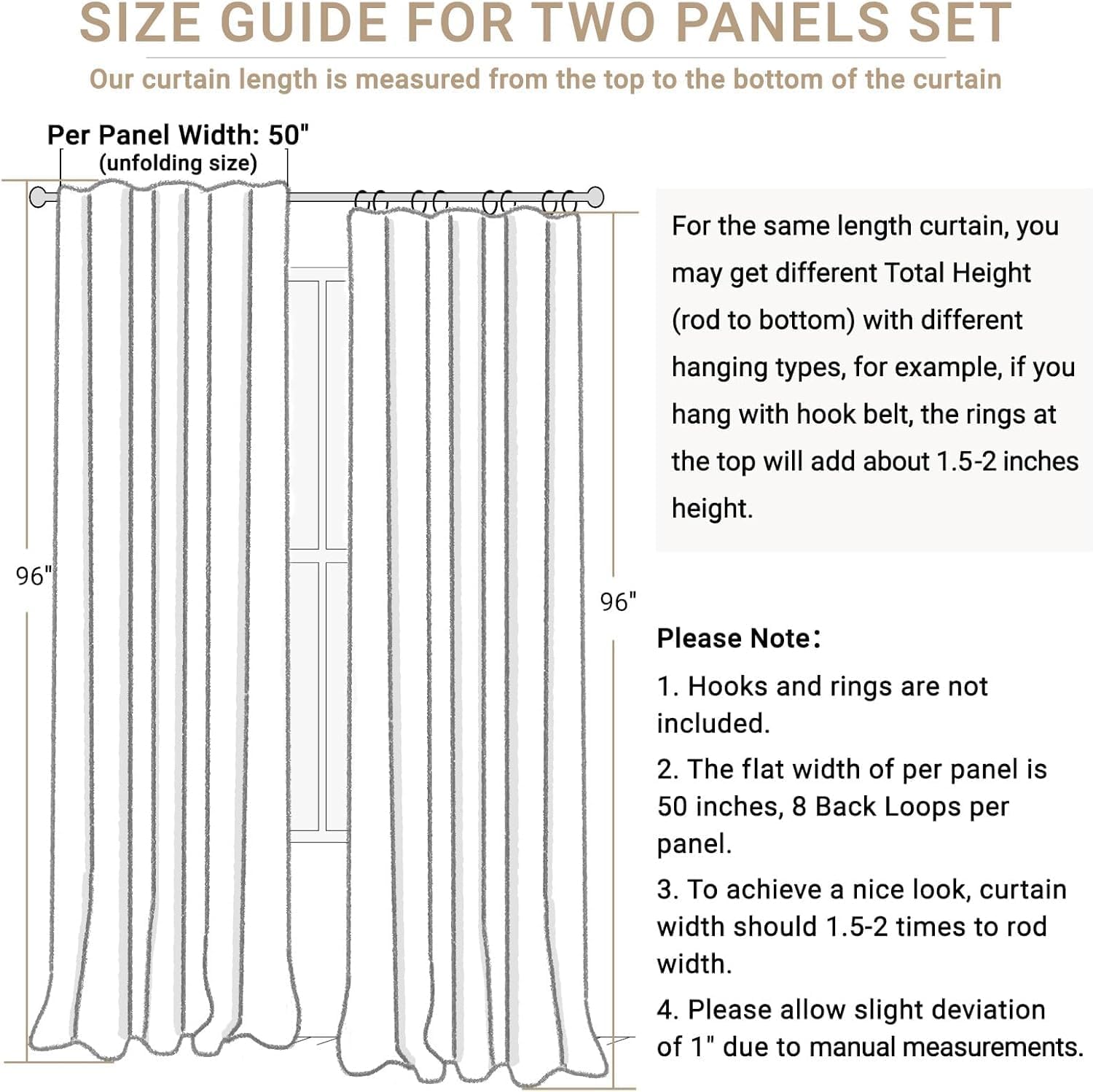 100BlackoutShield 100% Blackout Shield Linen Blackout Curtains for Bedroom 108 Inches Long, Back Tab/Rod Pocket Living Room Drapes, Thermal…