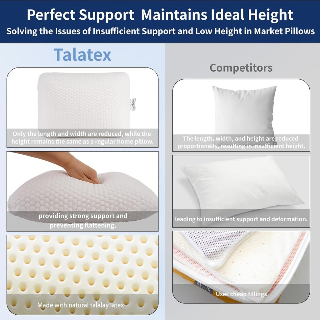Talatex 100% Natural Premium Talalay Latex Travel Pillow, Camping Pillow, Small Camping Pillow with Compressible Stuff Sack, No Memory…