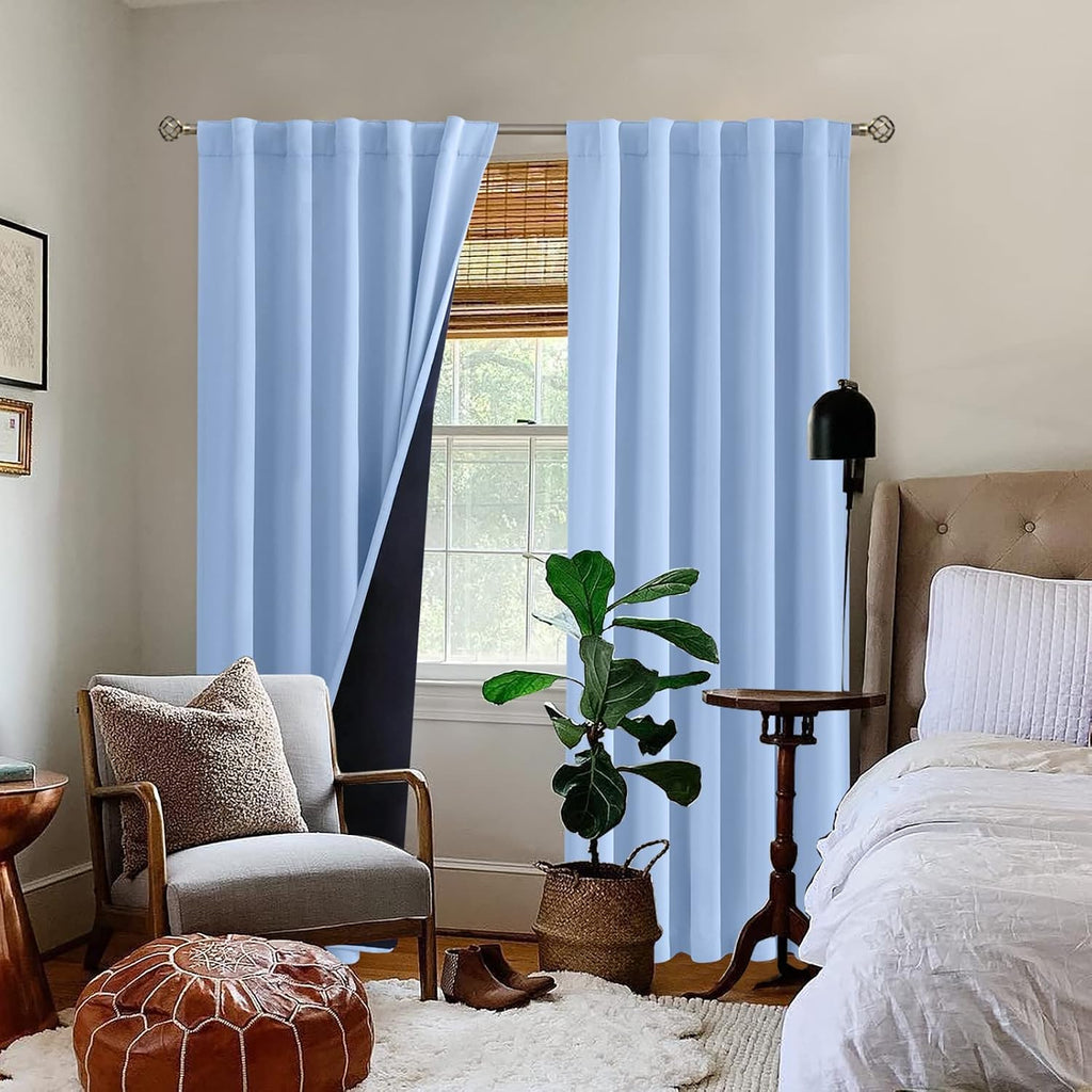 BGment Full Blackout Curtains with Thermal Insulation Liner Curtains 84 Inches Long, Rod Pocket and Back Tab Double Layer Room Darkening…