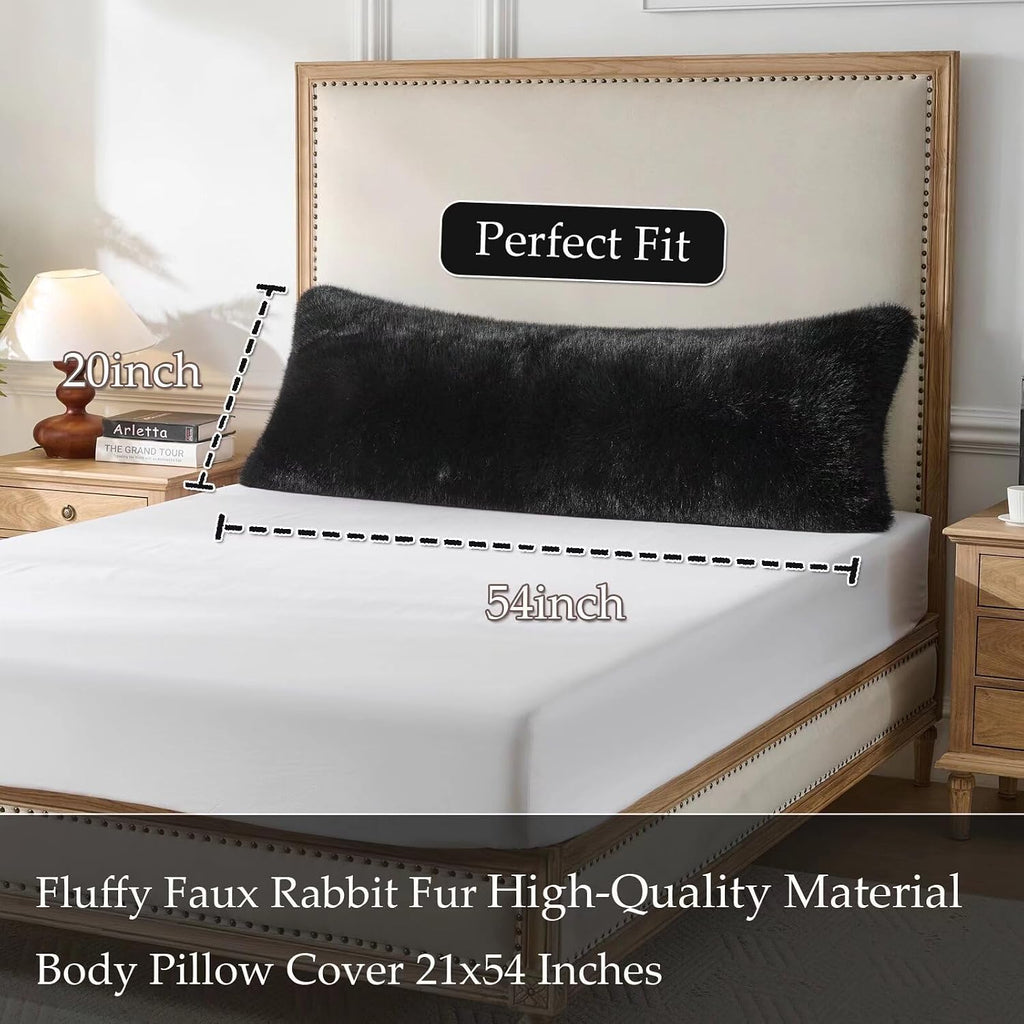 HKMR 20x54 inch Luxury Fluffy Body Pillow Cover(No Filling), Shaggy Furry Body Pillowcase with Zipper, Soft Decorative Plush Full Long…