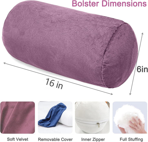 1 MIDDLE ONE Bolster Pillow with Removable Velvet Cover, Round Cylinder Neck Roll Pillow for Head, Back, Leg Support, Decorative Bed and…