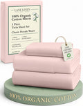 LaneLinen LANE LINEN reusable 100% Organic Cotton Twin Sheet Set, Hotel Quality Bedding Sheets & Pillowcases Set Twin Size, Soft & Comf…