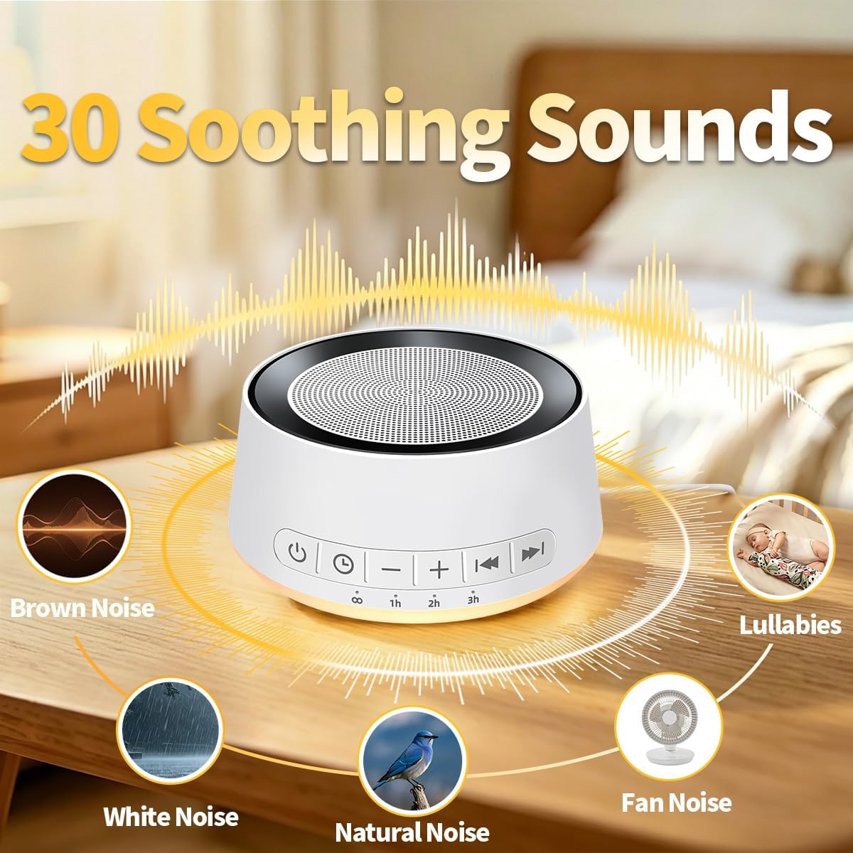 SoundMe Sound Machine Night Light White Noise Machine with 30 Soothing Sounds 12 Colors Night Light Sleep Machine for Baby Kids Adults Brow…