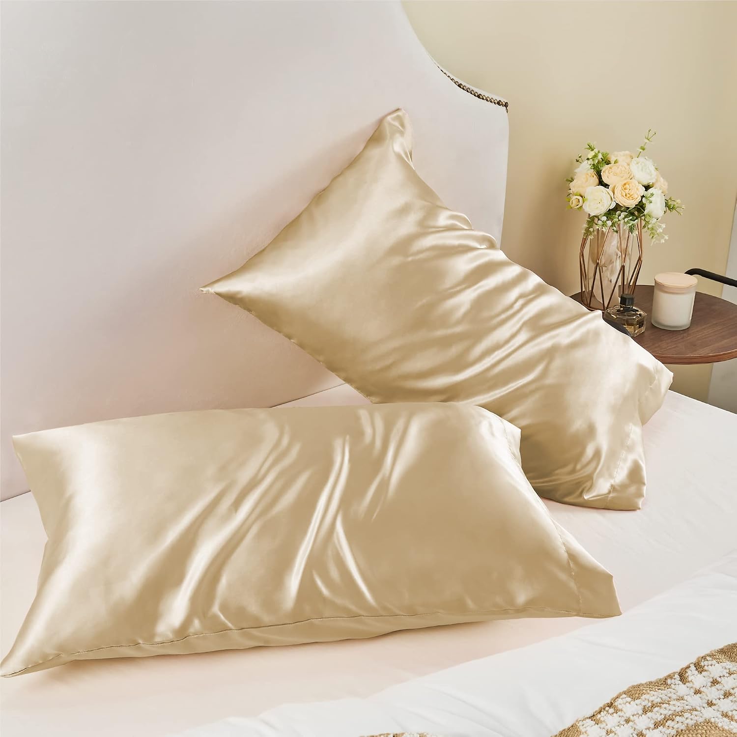 Bedelite Satin Pillowcase for Hair and Skin, Super Soft and Cooling Similar to Silk Pillow Cases 2 Pack with Envelope Closure, Gift for Wom…