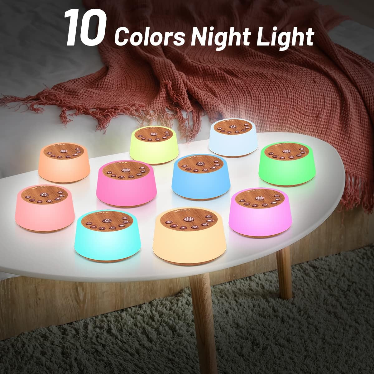 Color Noise Sound Machines with 10 Colors Night Light 25 Soothing Sounds and Sleep White Noise Machine 32 Volume Levels 5 Timers…