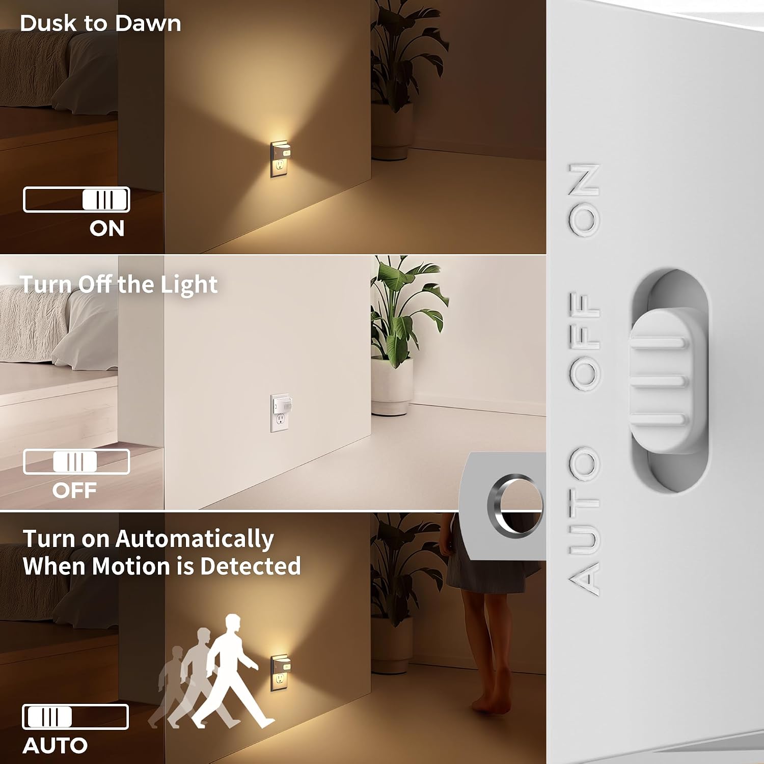 DORESshop LED Night Light[4 Pack], Night Lights Plug into Wall, Plug in Night Light with Motion Sensor, Dusk to Dawn Sensor, Nightlights…