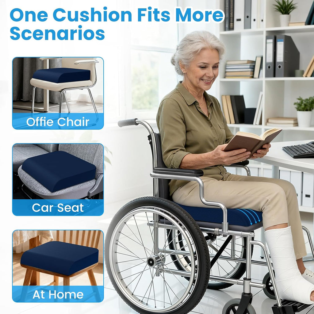 Wheelchair Seat Cushion - Cooling Gel & Memory Foam Office Chair Cushion with Non-Slip Bottom & Washable Cover, Ergonomic Car Seat Pillow…