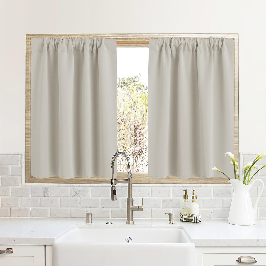 Rybhome RYB HOME Half Curtain Tiers 36 inch Length, Rod Pocket Summer Heat Blocking Thermal Insulated Short Curtains for Small Window, Widt…