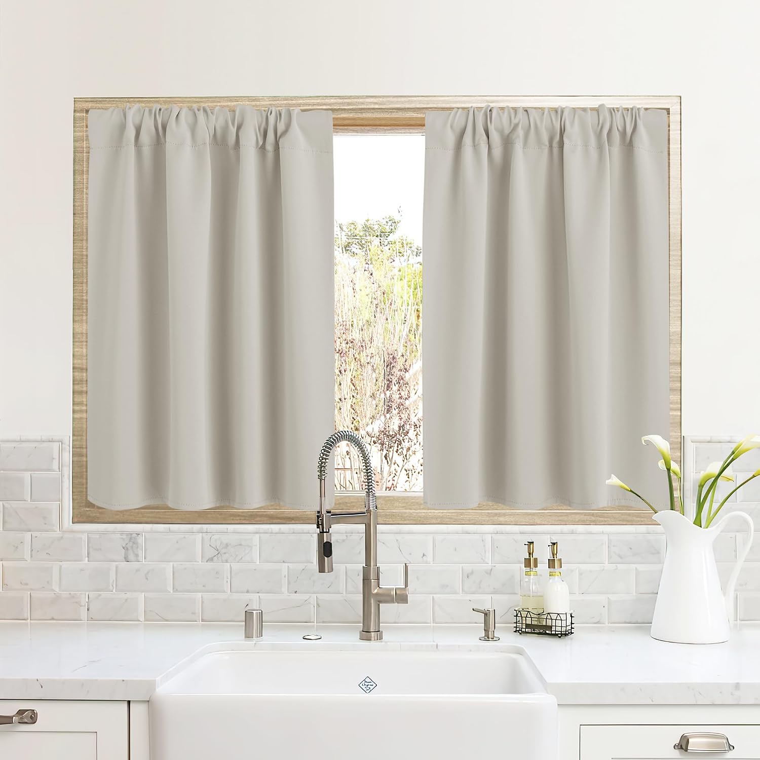 Rybhome RYB HOME Half Curtain Tiers 36 inch Length, Rod Pocket Summer Heat Blocking Thermal Insulated Short Curtains for Small Window, Widt…
