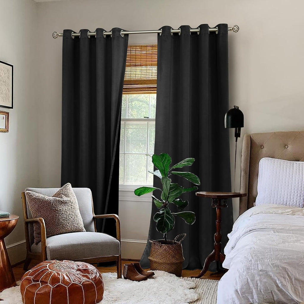 BGment 100% Blackout Curtains 108 Inch Long 2 Panles Set, Thermal Insulated Total Light Locking Soundproof Grommet Curtains & Drapes for Li…