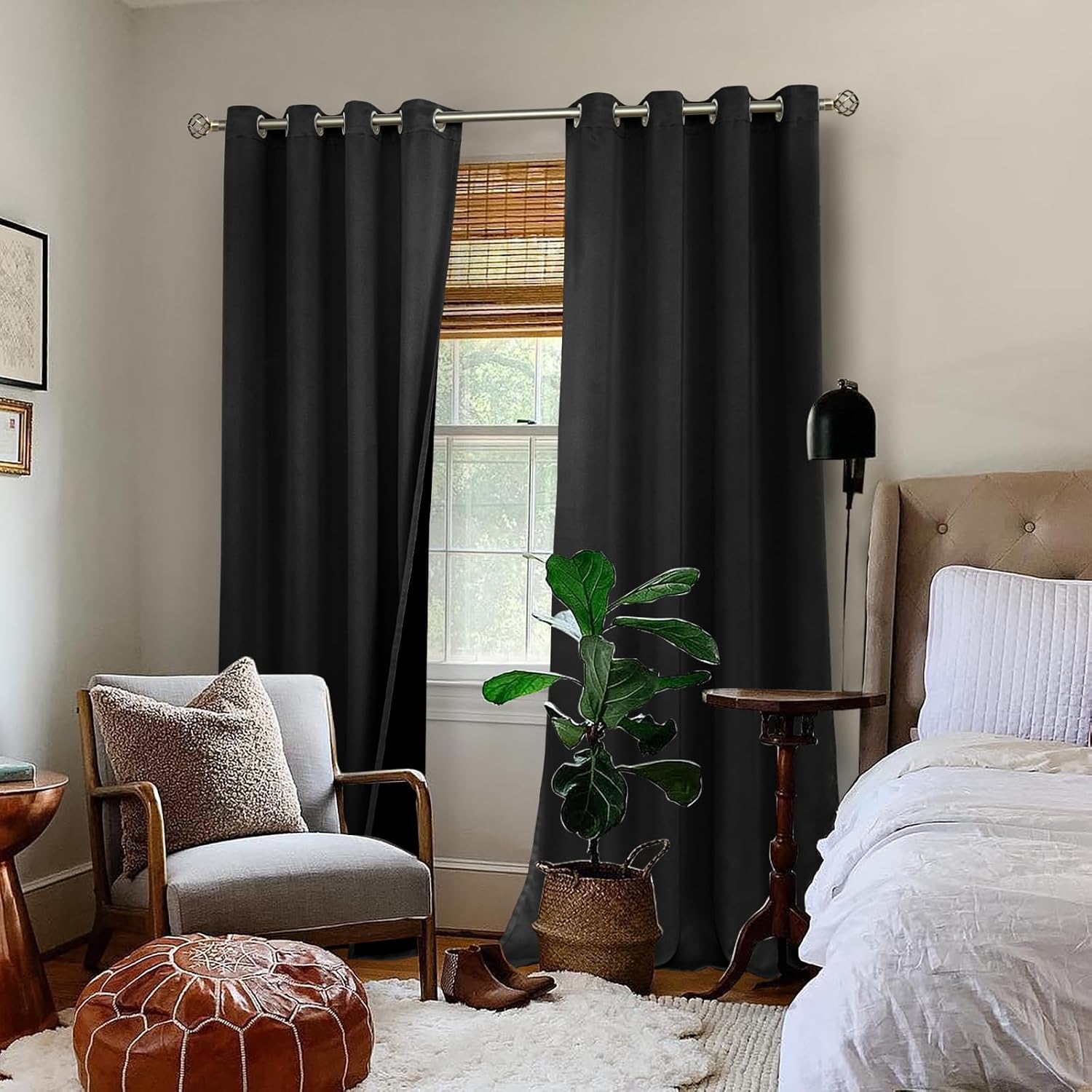 BGment 100% Blackout Curtains 108 Inch Long 2 Panles Set, Thermal Insulated Total Light Locking Soundproof Grommet Curtains & Drapes for Li…