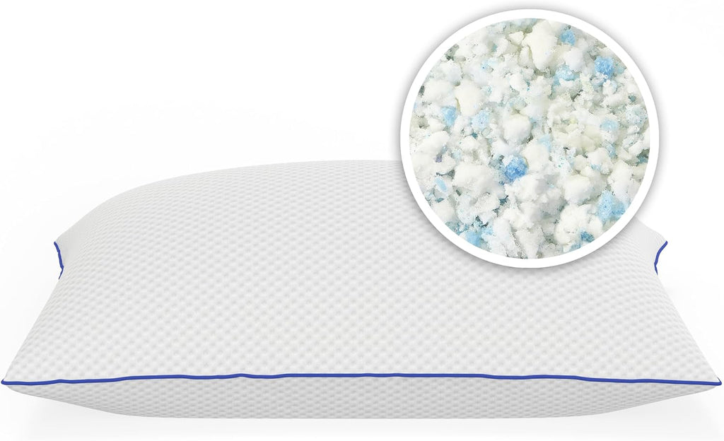 Vibe Cooling Gel-Infused Shredded Memory Foam Pillow, 2 Pack, Oversized (15” x 27”)