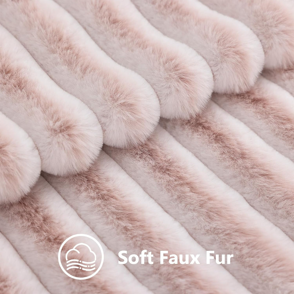 decorUhome Summer Cozy Faux Fur Throw Pillow Covers 12x20 Set of 2 Decorative Soft Plush Striped Lumbar Modern Farmhouse Boho Couch Pillow…