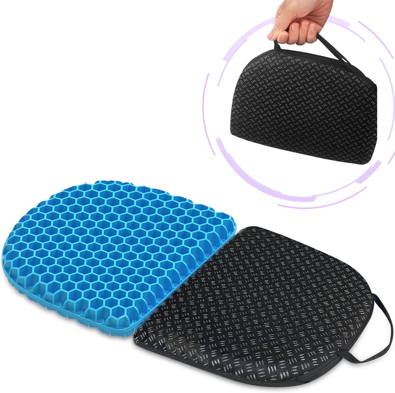 masteymoh Small Foldable Seat Cushion 0.9-Inch Thick, 14 x 9.6 Inches Portable Cooling Gel Seat Cushion for Pressure Relief, Light Seat Cus…