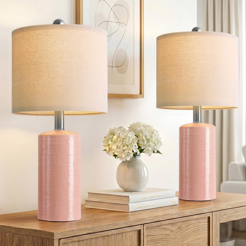 G-SAFAVA 20.5" Small Table Lamps for Living Room Lamp Set of 2 Ceramic Lamps for Bedroom Bedside Lamps Modern Boho Lamps for Night Stands…