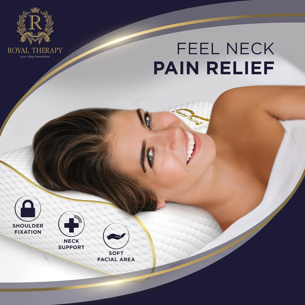 Royaltherapy Royal relaxation Memory Foam Pillow, Queen Neck, Contour Cervical Pillow, for Neck and Shoulder Pain, Side, Back and…