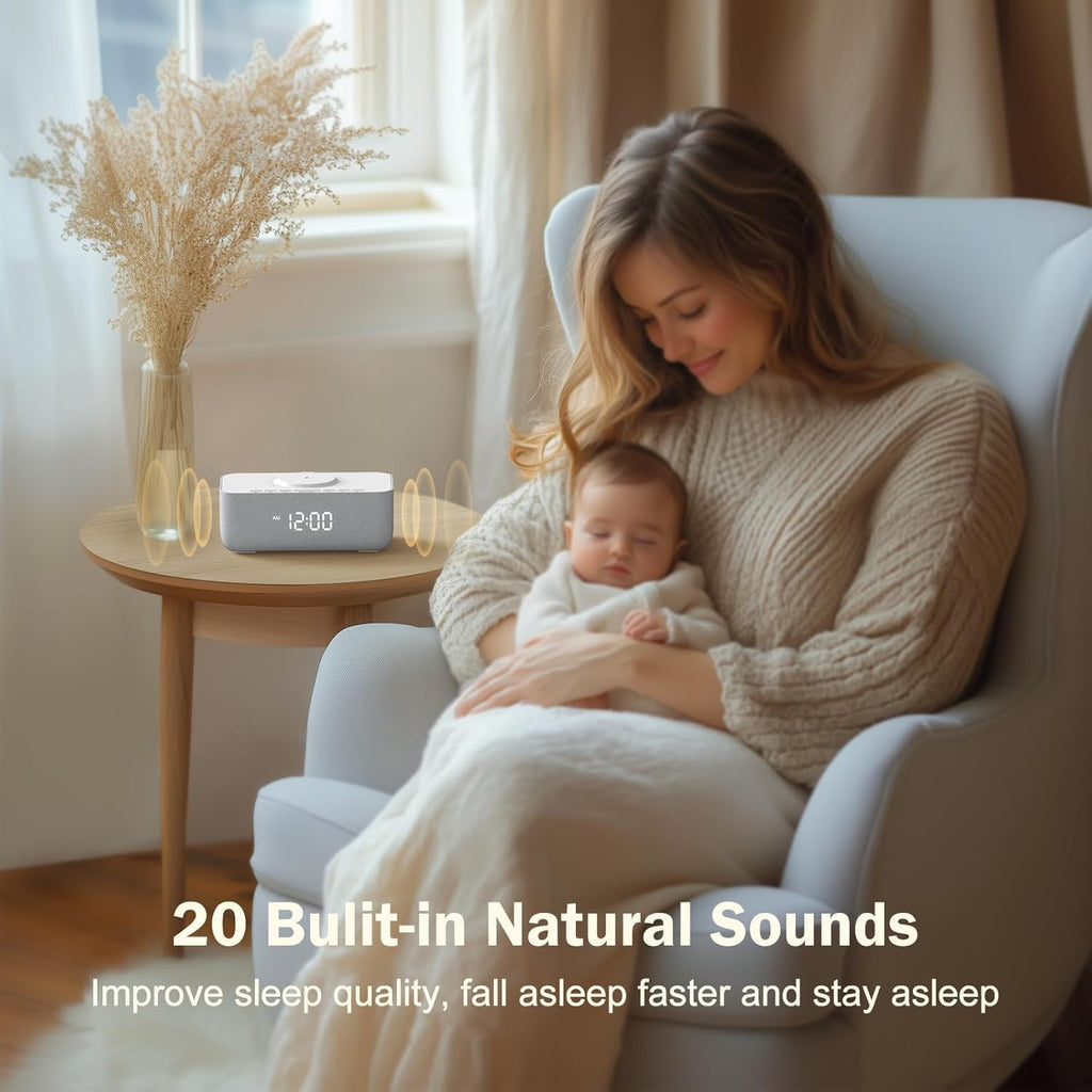REACHER 15W Fast Wireless Charging Alarm Clock with White Noise Machine │ 20 High-Fidelity Sleep Sounds │ Gradual Wake & Unlimited Snooze…