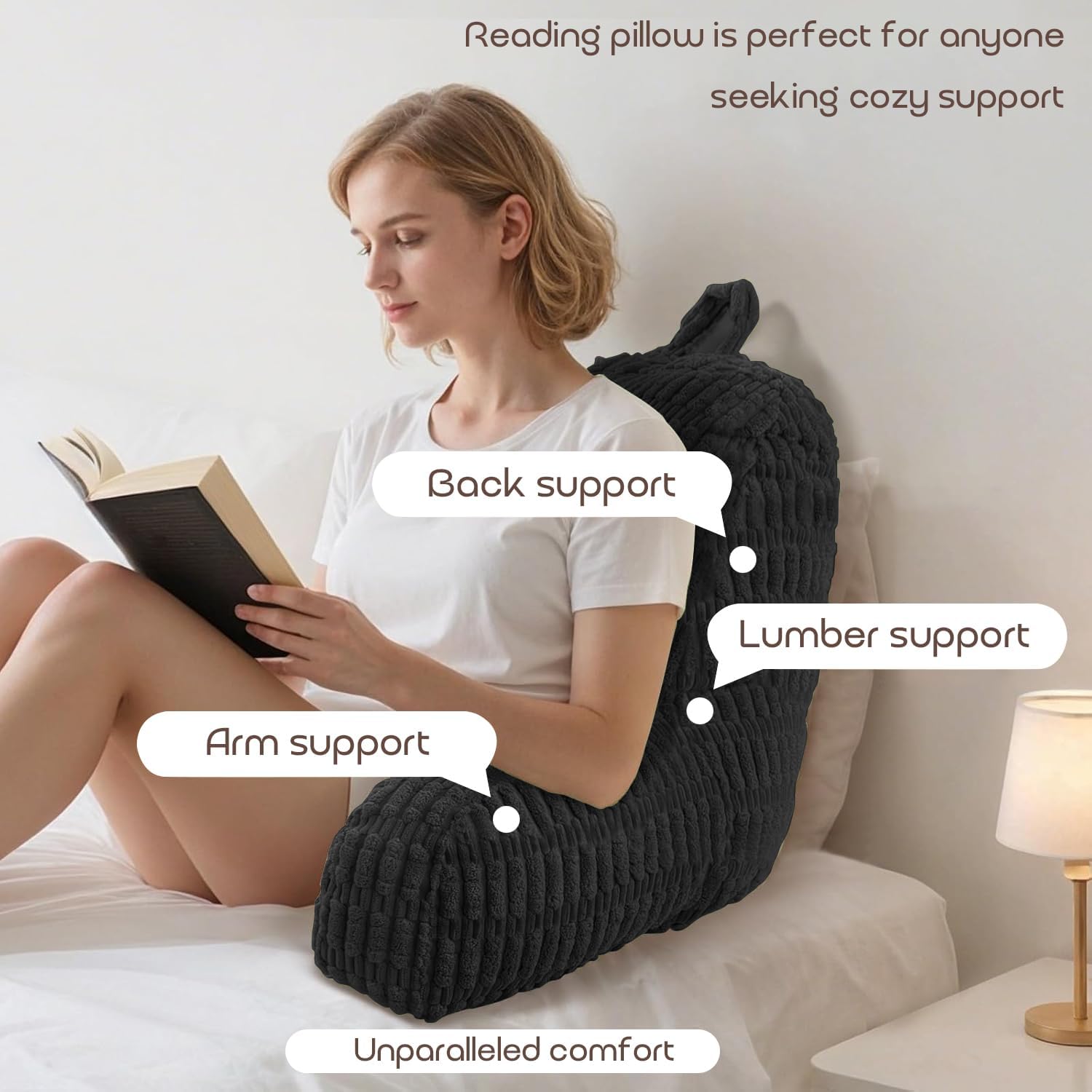 MIJIMO Reading Pillows for Sitting in Bed Adult, Back Rest Pillow for Sitting Up in Bed and Couch, Back Support Chair Pillow Support…