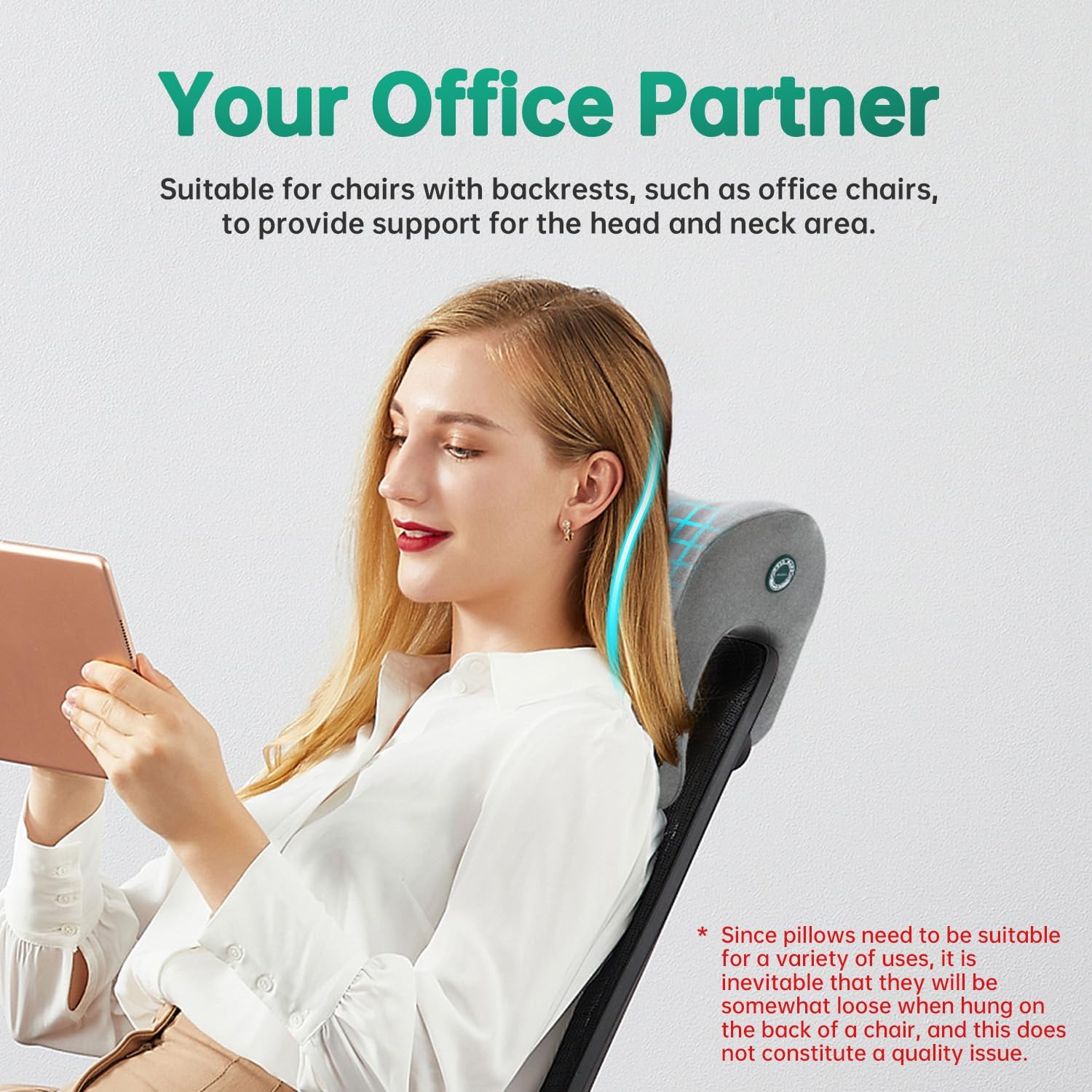 MOONYOOY Office Chair Headrest Pillow Attachment & Desk Nap Cushion, Memory Foam Neck Support with U-Shape Hanger Design for Office…