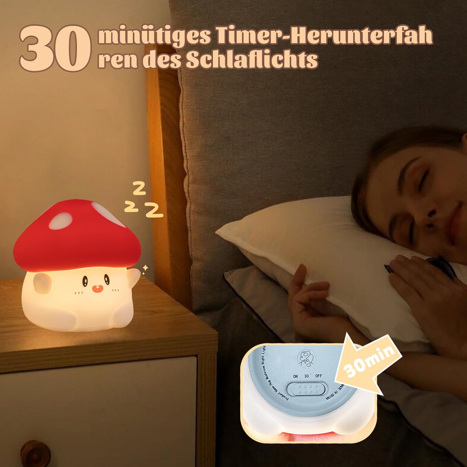 Rytinazzz Silicone Night Light for Kids, 50H Long Battery Mushroom Lamp, Gift for Kids, Cute Bedside Light for Girls Room, Rechargeable…
