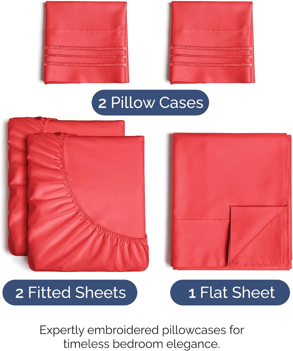 Split King Size 5 Piece Sheet Set - Comfy Breathable & Cooling Sheets - Hotel Luxury Bed Sheets for Women & Men - Deep Pockets, Easy-Fit…