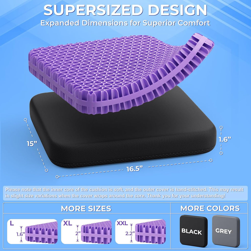 TushGuardSeatCushonsPillows TushGuard Gel Seat Cushion for Long Sitting, Enlarged & Thickened Patent Design, Breathable Cooling for Office…