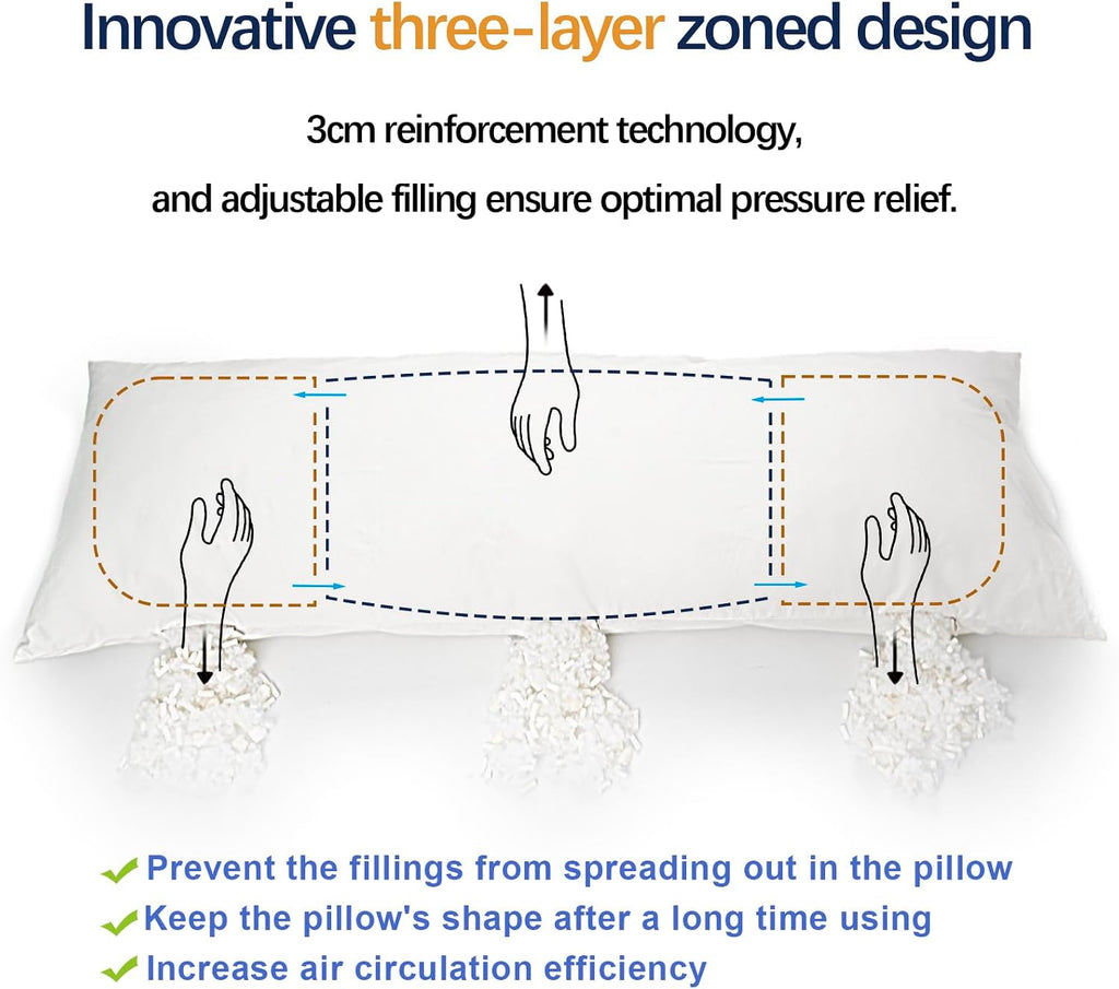 Talatex Premium Natural Latex Body Pillow – 3 Adjustable Compartments for Custom Support, Tencel Silk Removable Cover, Ideal for Side…
