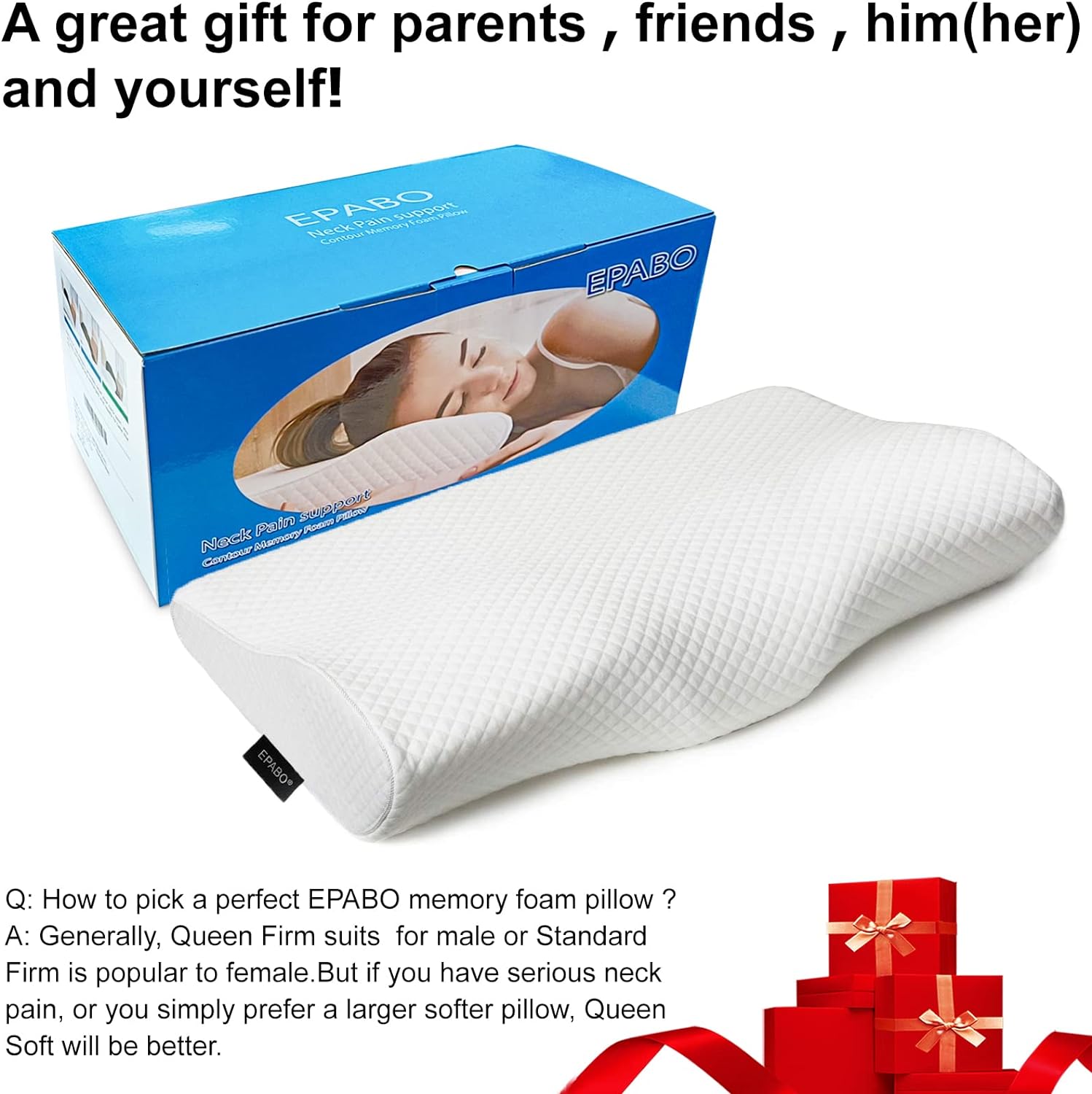 Epabo Contour Memory Foam Pillow Orthopedic Sleeping Pillows, Ergonomic Cervical Pillow for Neck Pain - for Side Sleepers, Back and Stomach…