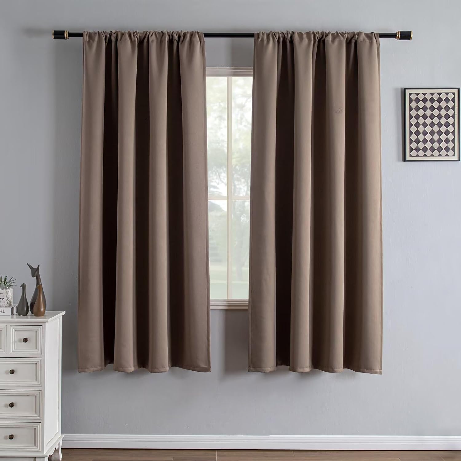 Igemaeve Blackout Curtains 72 Inch Length 2 Panels Set, Black Out Curtains for Bedroom 72 Inch Long, Rod Pocket Energy Saving Room Darkenin…