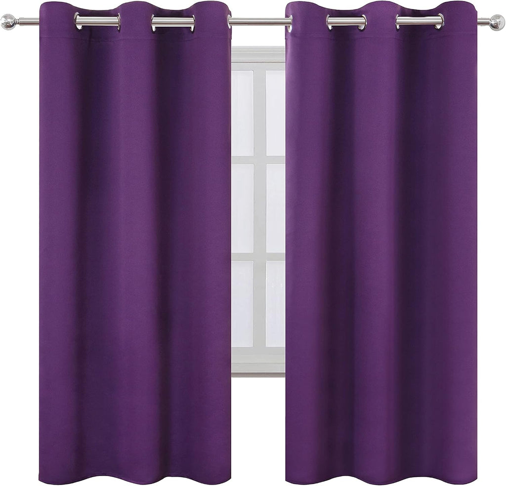 Lemomo Purple Thermal Blackout Curtains/42 x 72 Inch/Set of 2 Panels Room Darkening Curtains for Bedroom 72 Inch silver