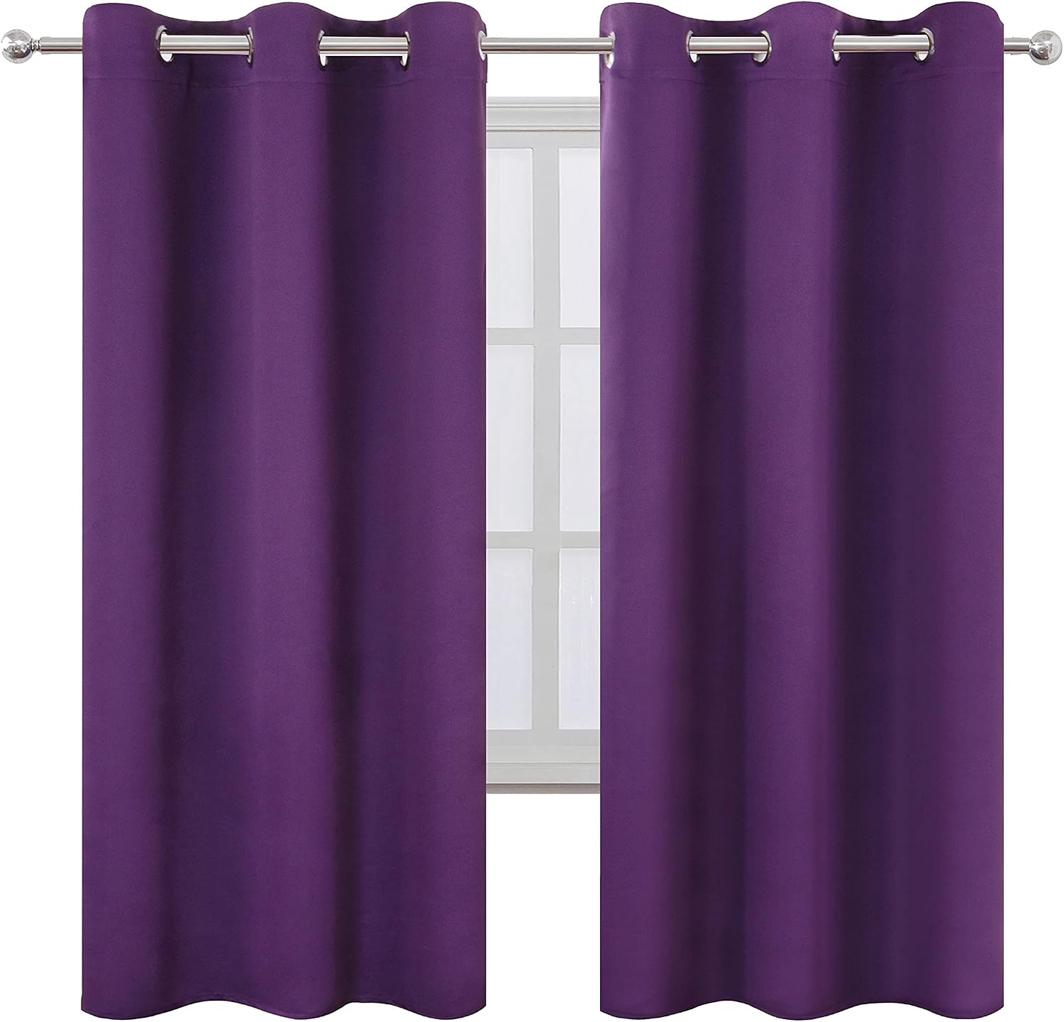 Lemomo Purple Thermal Blackout Curtains/42 x 72 Inch/Set of 2 Panels Room Darkening Curtains for Bedroom 72 Inch silver