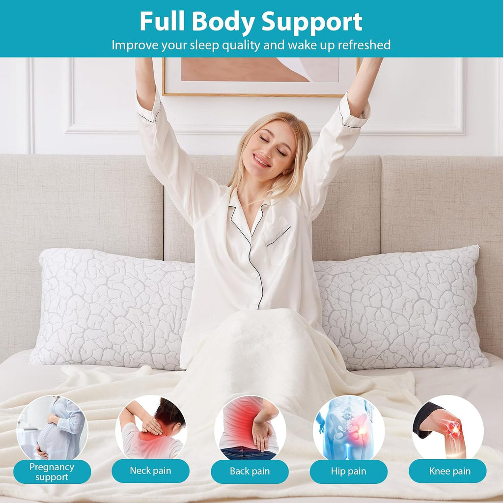 Wgakced Cooling Body Pillow for Adults, Shredded Memory Foam Full Body Pillow with Adjustable Loft & Removable Washable Cover, Long Bed Pil…