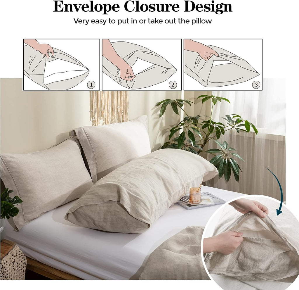 Simple&Opulence Body Pillow Cover 20" x 54",100% Pure Linen, Ultra Soft and Breathable, Body Pillowcase with Envelope Closur…