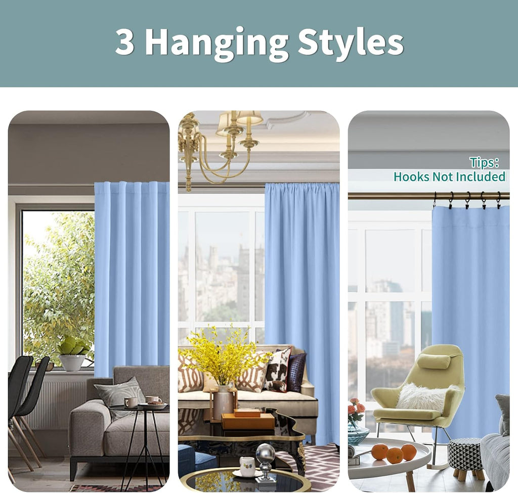 BGment Full Blackout Curtains with Thermal Insulation Liner Curtains 90 Inches Long, Rod Pocket and Back Tab Double Layer Room Darkening…