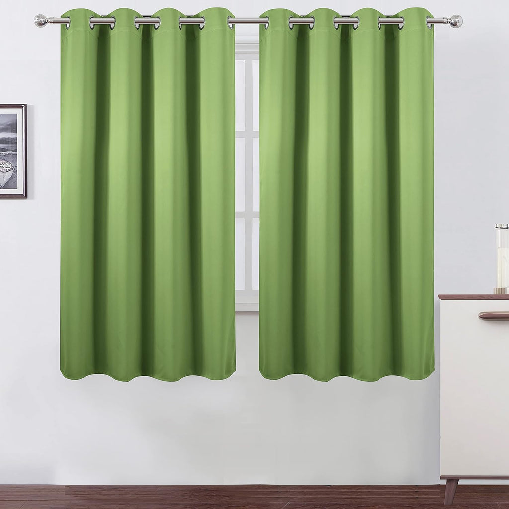 Lemomo Blackout Curtains 52 x 63 inch/Light Green Curtains Set of 2 Panels/Thermal Insulated Room Darkening Bedroom Curtains 63 inch Green