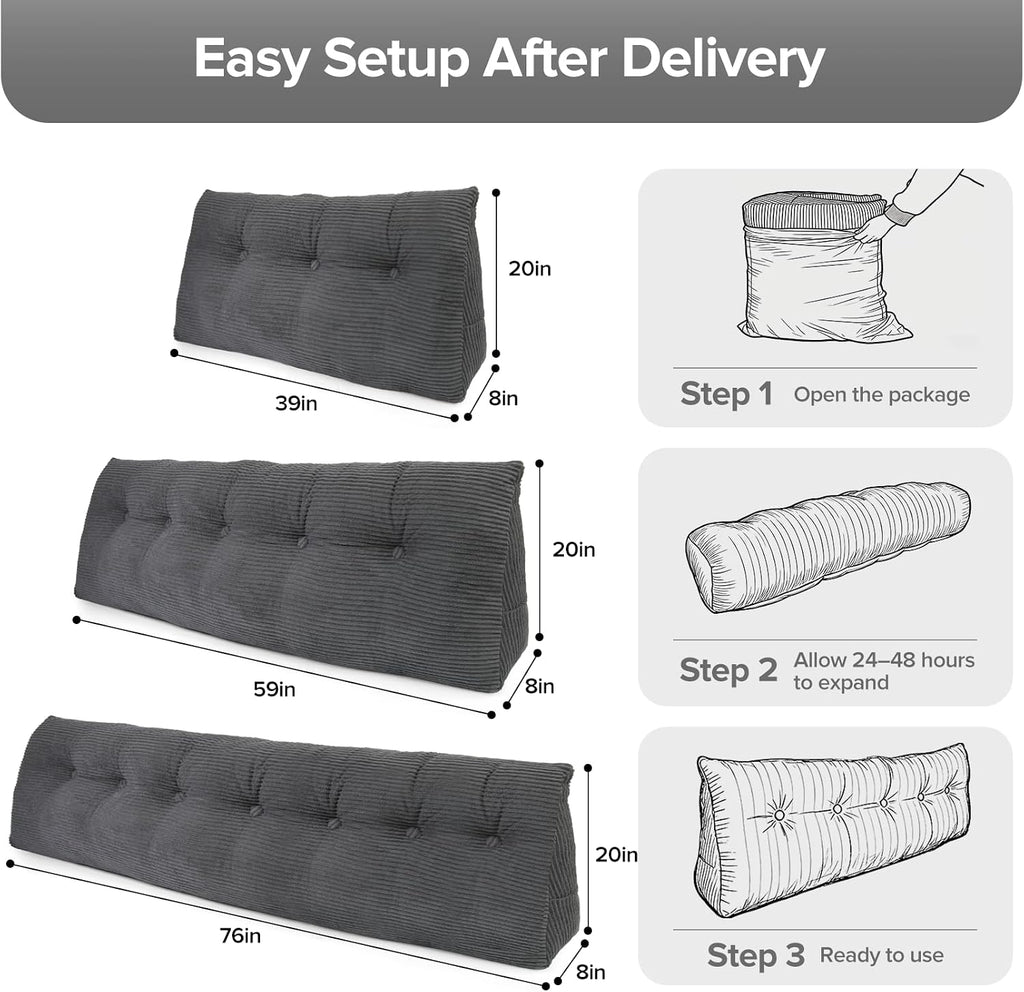 Royal Choice Headboard Pillow for Sitting Up in Bed, Queen Size Backrest Triangle Reading Pillow for Daybed, Supportive Bed Back Pillow for…